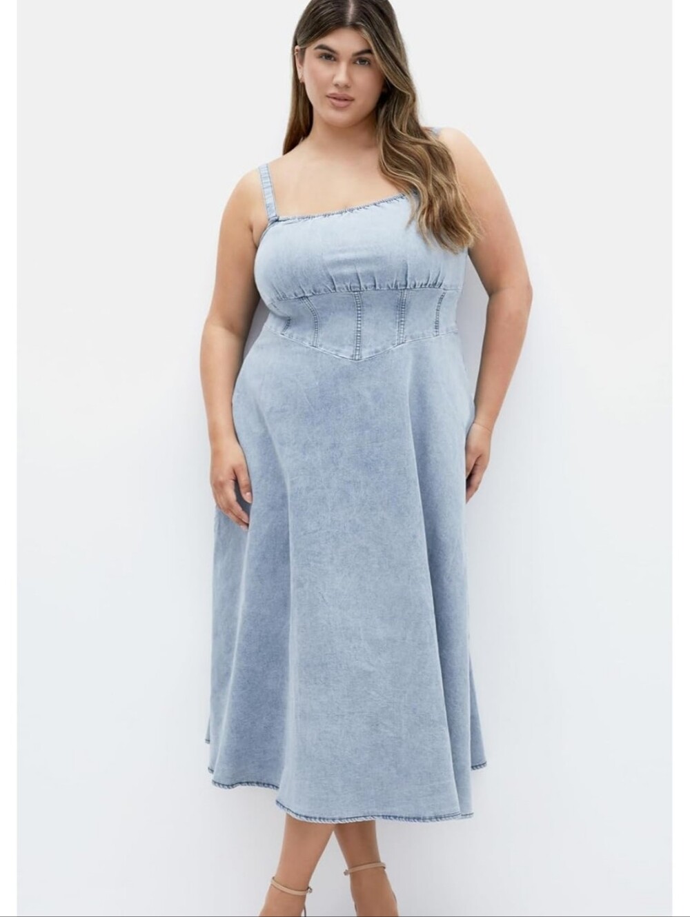 NWT City Chic Women's Plus Size Dress - Denim Corset, 14 PLUS